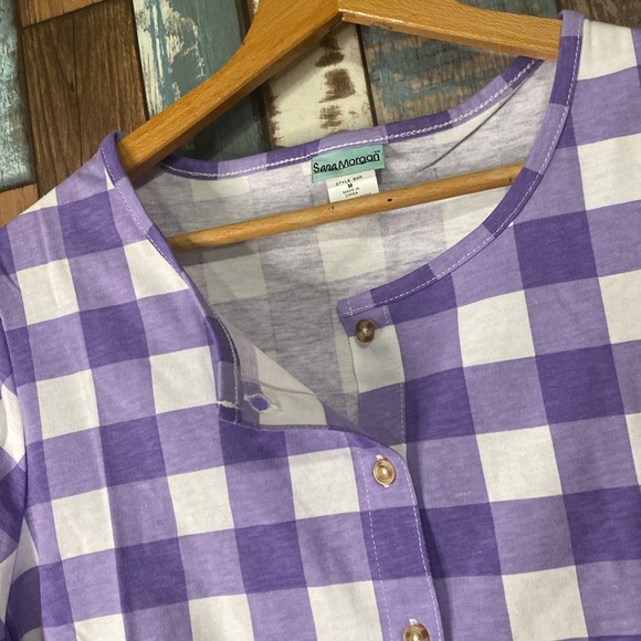 Sara Morgan medium purple checkered button down shirt - Picture 15 of 15